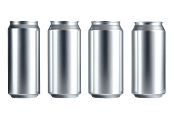 Row of Blank Silver Aluminum Cans