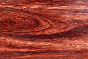 Obraz premium close-up of a polished wooden surface with natural grain patterns and reddish-brown hues.