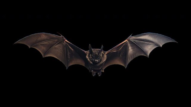Flying bat with outstretched wings animation isolated asset, transparent 4K video, alpha channel, ProRes 4444