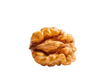 Close-up of Shelled Walnuts on White Background