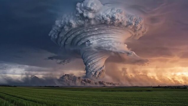 Dramatic Supercell Storm Over Field