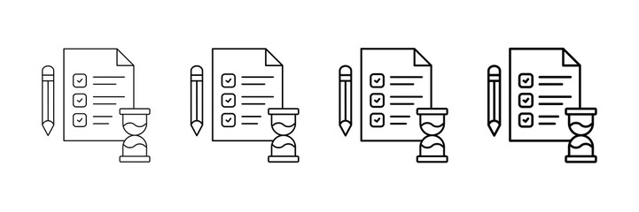 Exam Preparation Icons Vector Set In Different Stroke Line Style