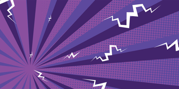 Versus comic frame. Background of pop art comics with lightning effect. Purple Purple VS banner. Illustration of vectors