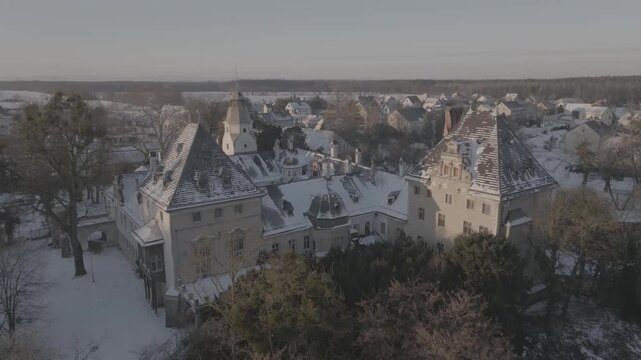 winter castle drone shot d-log