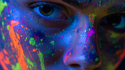 Neon paint splash face