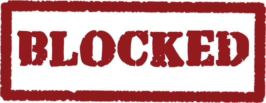Red blocked stamp on white background for restricted access