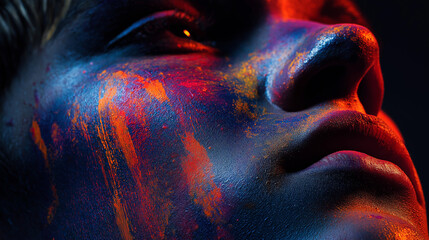 Neon paint splash face
