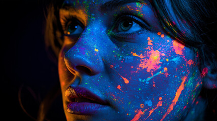 Neon paint splash face