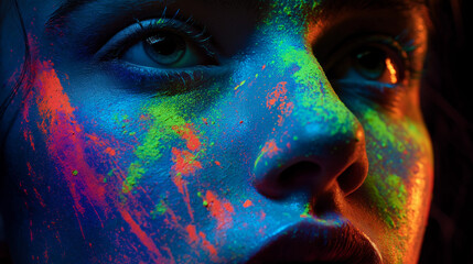 Neon paint splash face