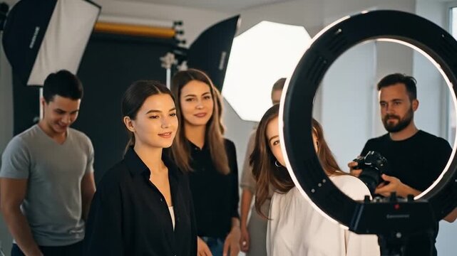 Behind the Scenes - Fashion Photo Shoot with Models and Crew.