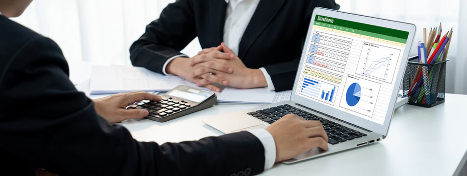 Spreadsheet document information financial startup concept. data and graphs in spreadsheet documents for online analysis project dashboard accounting digital brisk