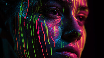 Neon paint splash face