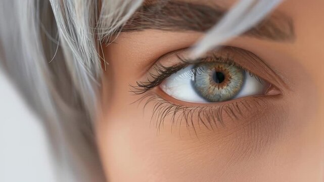 Intense Gaze: A close-up shot focuses on a striking eye with intricate details and captivating colors, evoking a sense of deep observation and mystery.