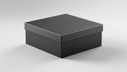 Fototapeta premium One black shoe square box isolated on white background with clipping path