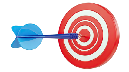 Dart hitting bullseye on target