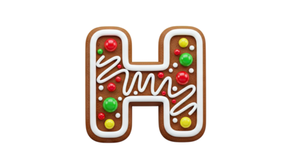 Gingerbread Letter H with Christmas Decorations