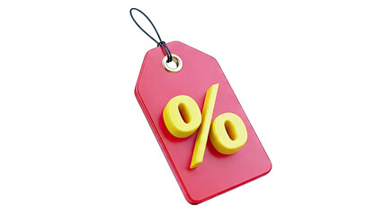 Red tag with yellow percentage symbol