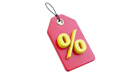 Red tag with yellow percentage symbol