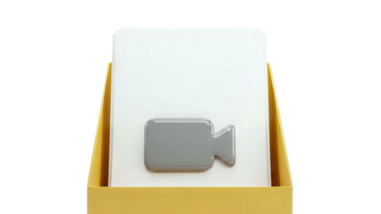 Video Icon on Paper Stack in Yellow Folder