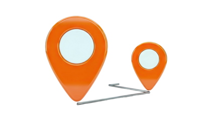 Two orange location pins connected by a line