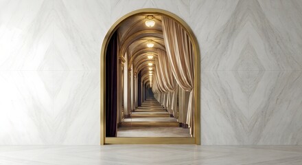 Optical illusion of infinite depth in a flat surreal luxury background