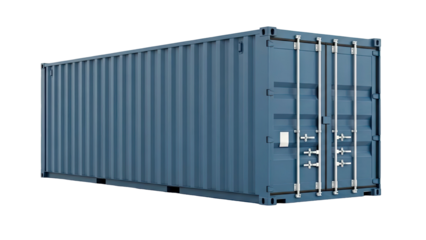 Blue Shipping Container Isolated on White Background