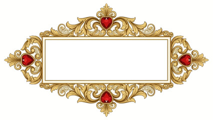 Elegant gold frame with red jewels for luxury designs and presentations