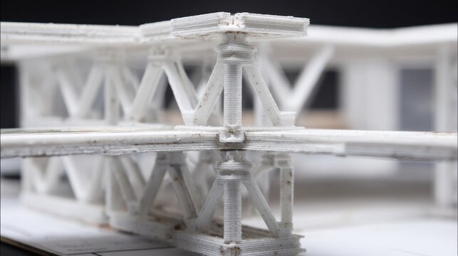 Medium shot focusing on the structural elements of a modular 3Dprinted shelter demonstrating adaptability in disaster relief scenarios