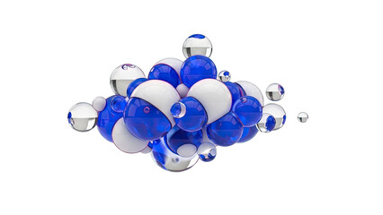 Abstract Cluster of Blue and White Spheres