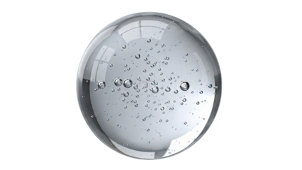 Clear liquid sphere with tiny bubbles