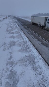 Winter Storm Hits Trans-Canada Hwy Near Winnipeg