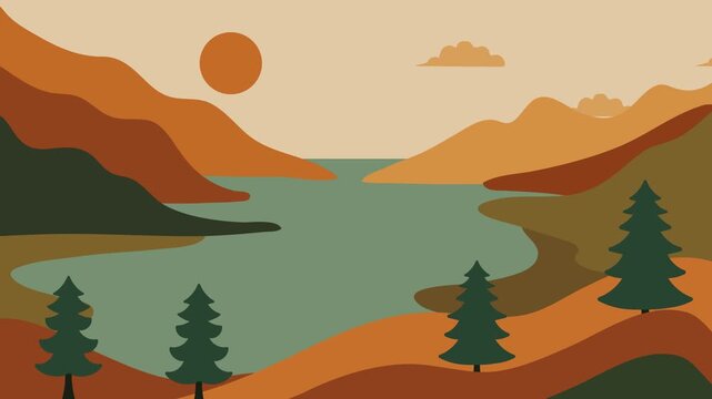 Nature Texture Background Flat Landscape Animation Looping Video