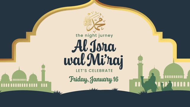 Al Isra wal Mi'raj Islamic Greeting Flat Animation Looping Video