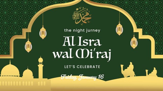 Al Isra wal Mi'raj Islamic Greeting Night Journey of Muhammad Looping Animation