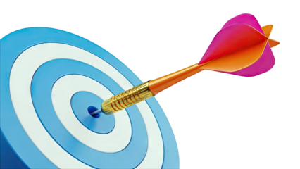 Dart hitting bullseye on target