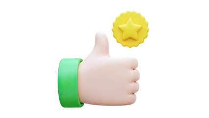 3D Thumbs Up Gesture with Star Badge