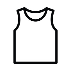 Black and white illustration of a sleeveless shirt on a white background