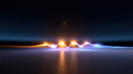 Fototapeta premium Elegant Abstract Light Waves with Smooth Gradients and Soft Glows Creating a Calm and Serene Atmosphere in a Dark Environment