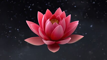 Colorful Pink Lotus Flower Blooming Gracefully on a Dark Background with Delicate Petals and Intricate Details, Symbolizing Beauty and Serenity