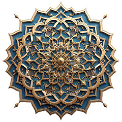 Intricate Gold and Blue Mandala Design.