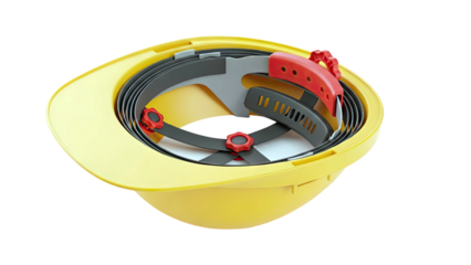 Yellow hard hat interior with suspension system