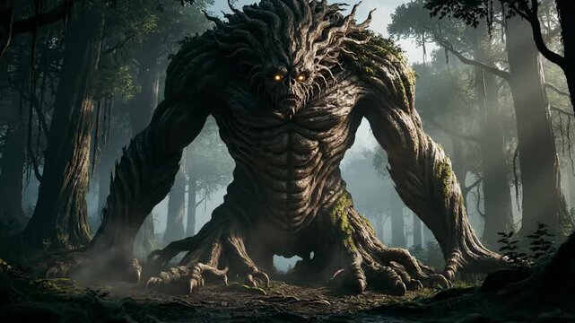 Terrifying Ancient Tree Monster Rises in a Dark Enchanted Forest.