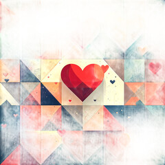 Red Heart Shape Geometric Pattern Design.