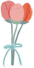 Soft Pastel Flower Bouquet with Ribbon Illustration