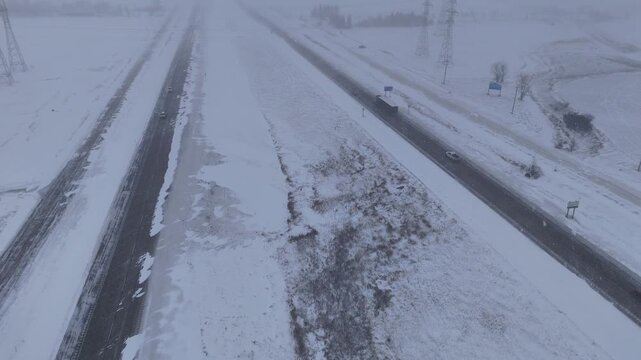 Winter Storm Hits Trans-Canada Hwy Near Winnipeg
