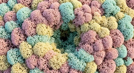 Close-Up of a Pastel Spherical Formation with Intricate Pore Structure