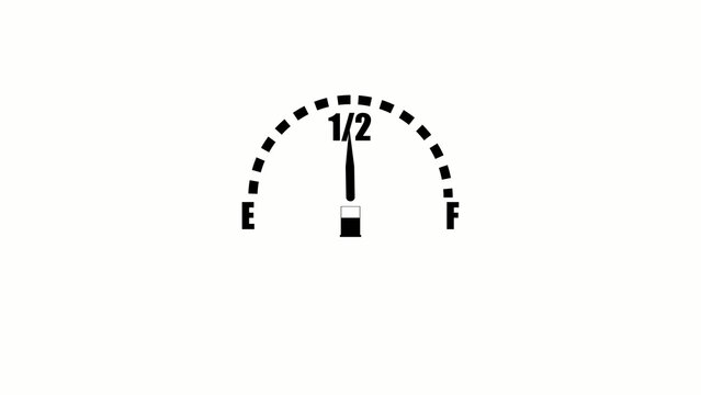 Half full fuel gauge indicator with Generate title without using the word "Title:" before it. black on white background showing one half tank level stock 1765533126302