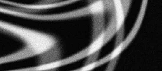 Blurred black white grain texture background, abstract grunge wavy curved lines, noisy monochrome header banner backdrop design