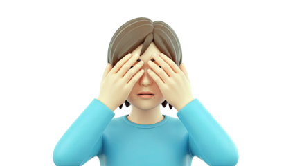 3D Character Covering Eyes