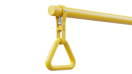 Yellow Triangular Handle with Spring Mechanism on Bar